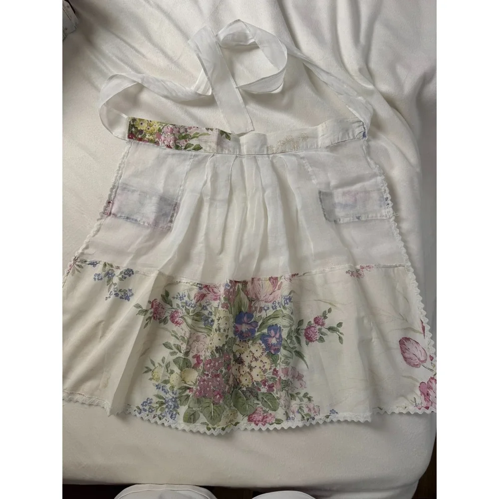 1940-1950s apron cotton and sheer handmade